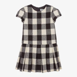 Tartine Et Chocolat Navy Blue & Ivory Check Dress