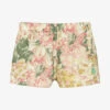The Animals Observatory Girls Beige Cotton Floral Shorts