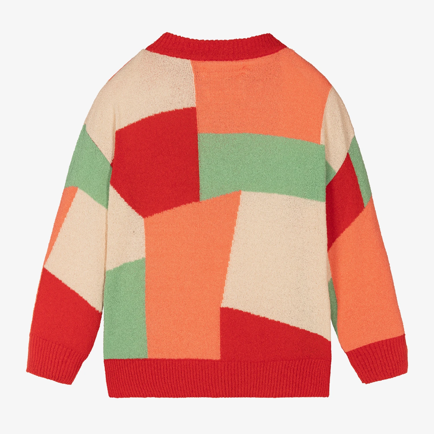 The Animals Observatory Girls Red Cotton Abstract Cardigan 2 The Animals Observatory Girls Red Cotton Abstract Cardigan - Image 2