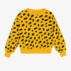 The Animals Observatory Girls Yellow & Black Cotton Sweatshirt