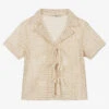 The New Society Girls Beige Crochet Shirt
