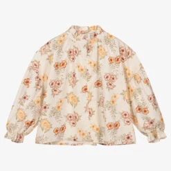 The New Society Girls Ivory & Red Floral Blouse