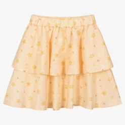 The New Society Girls Orange Floral Linen Skirt