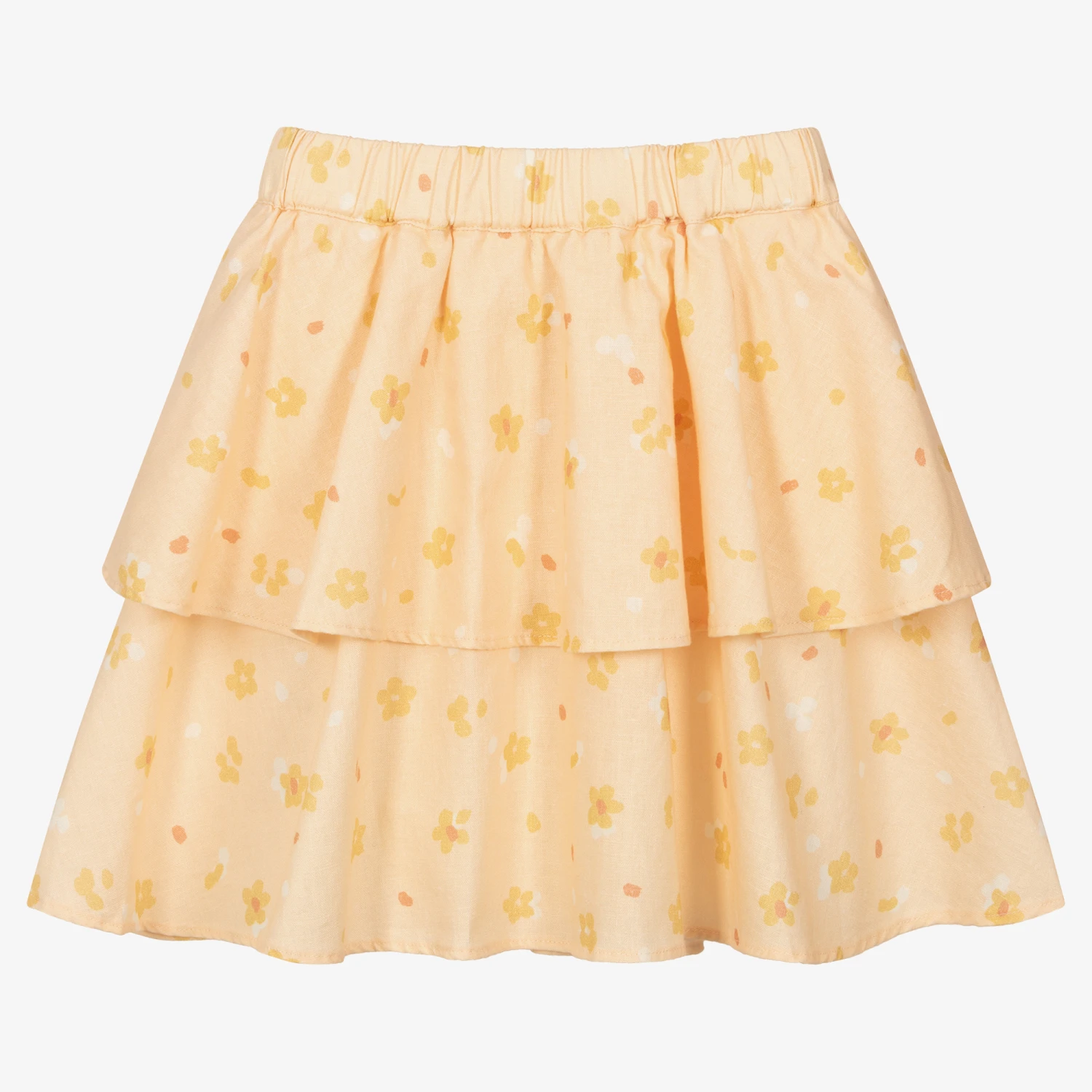 The New Society Girls Orange Floral Linen Skirt 3 The New Society Girls Orange Floral Linen Skirt - Image 3