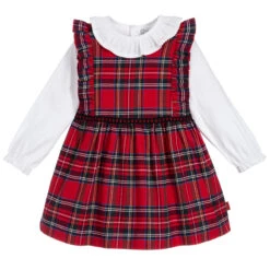 Tutto Piccolo 3 Piece Red Pinafore Dress Set