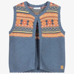 Tutto Piccolo Girls Blue Knitted Waistcoat