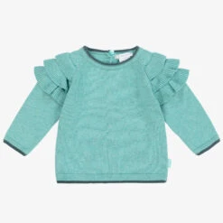 Tutto Piccolo Girls Green Frill Sweater