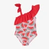 Tutto Piccolo Girls Pink & Red Watermelon Swimsuit