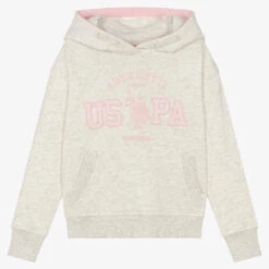 U.S. Polo Assn. Girls Grey Cotton Hoodie