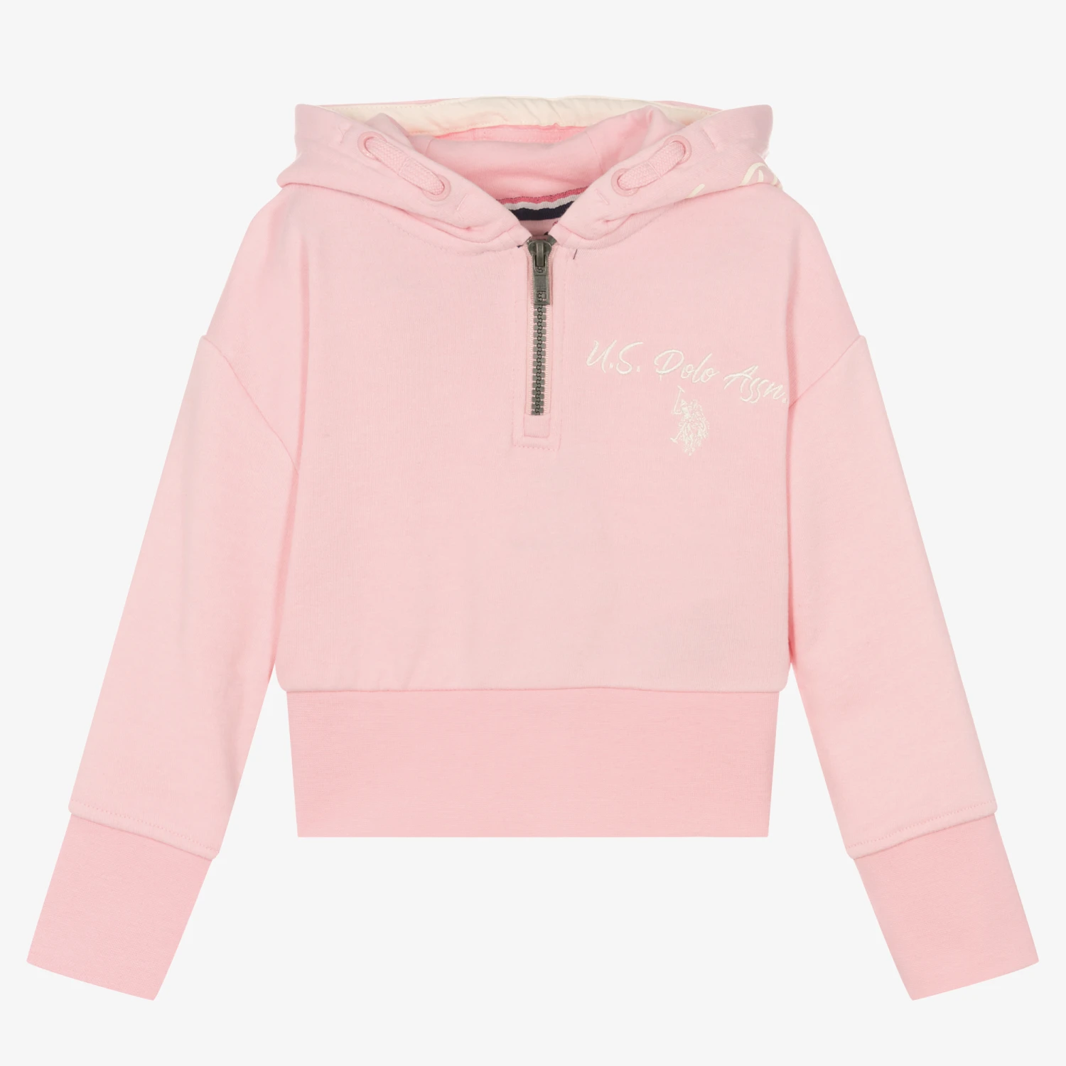 U.S. Polo Assn. Girls Pink Cotton Hoodie 1 U.S. Polo Assn. Girls Pink Cotton Hoodie