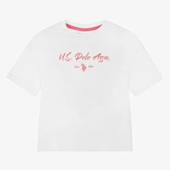 U.S. Polo Assn. Girls White Cotton T-Shirt