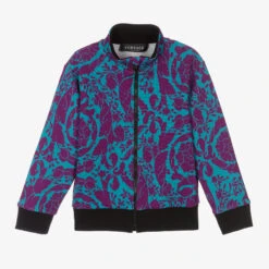 Versace Boys Turquoise Blue Zip-Up Top