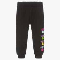 Versace Girls Black Cotton Logo Joggers