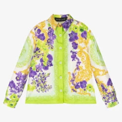 Versace Girls Medusa Orchid Silk Blouse