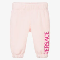 Versace Girls Pink Fleece Logo Joggers