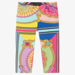 Versace Girls Pink Ventagli Leggings