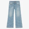 Versace Girls Washed Blue Logo Flared Jeans