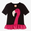 Wauw Capow By Bangbang Black & Pink Flamingo T-Shirt