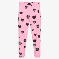 Wauw Capow By Bangbang Girls Pink Heart Leggings