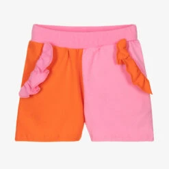 Wauw Capow By Bangbang Girls Pink & Orange Shorts