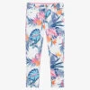 Week-end à La Mer Girls White Cotton Floral Jeggings