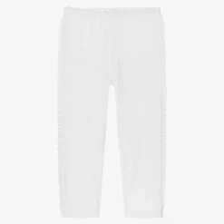 Week-end à La Mer Girls White Cotton Frill Leggings