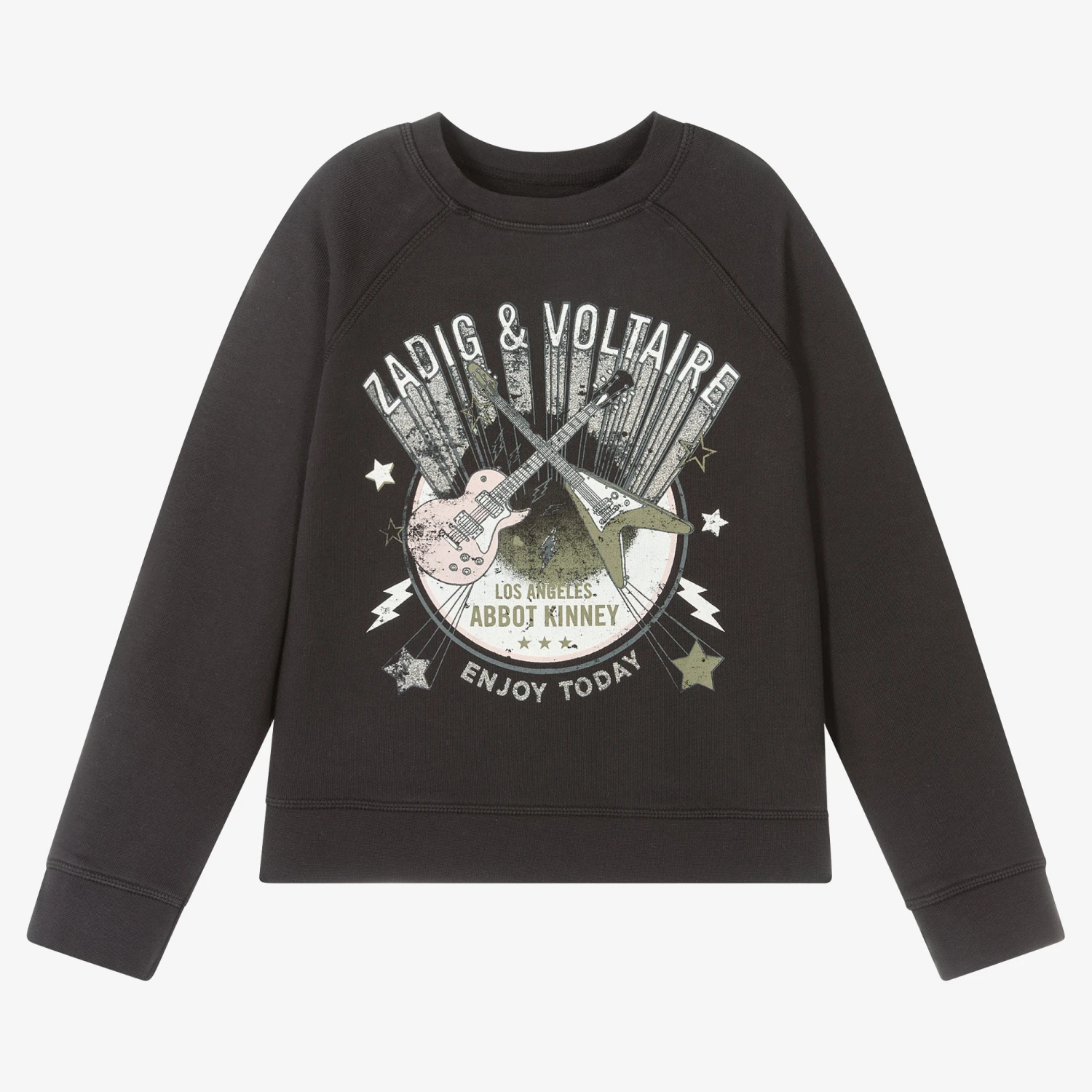 Zadig & Voltaire Zadig&Voltaire Girls Washed Black Sweatshirt 1 Zadig & Voltaire Zadig&Voltaire Girls Washed Black Sweatshirt