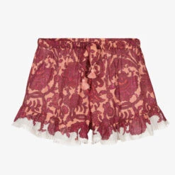 Zimmermann Girls Pink & Red Cotton Paisley Shorts